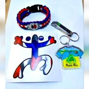 PR Coqui Vinyl Decal Sticker PR , 2pcs Keychain  Coqui+ Bracelet Paracord PR